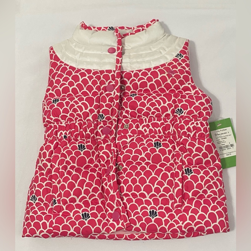 Lilly Pulitzer Daiquiri Pink Grand Scale Wendi Cozy Puffer Vest Size 5 Girls